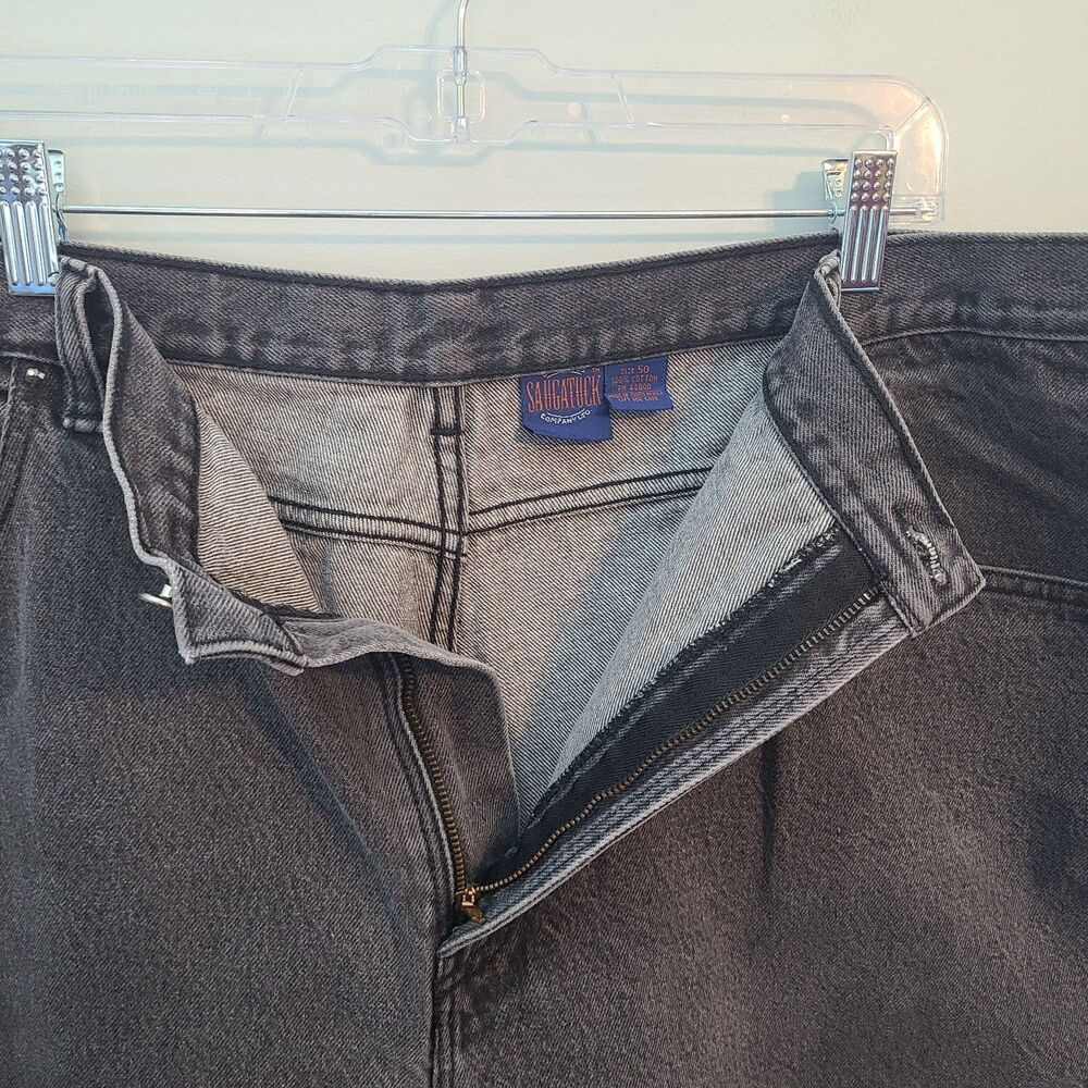 VTG Saugatuck Co Ltd Denim Shorts Sz 50 Black Wash Heavy Duty Cotton Jorts Y2K - Picture 4 of 7